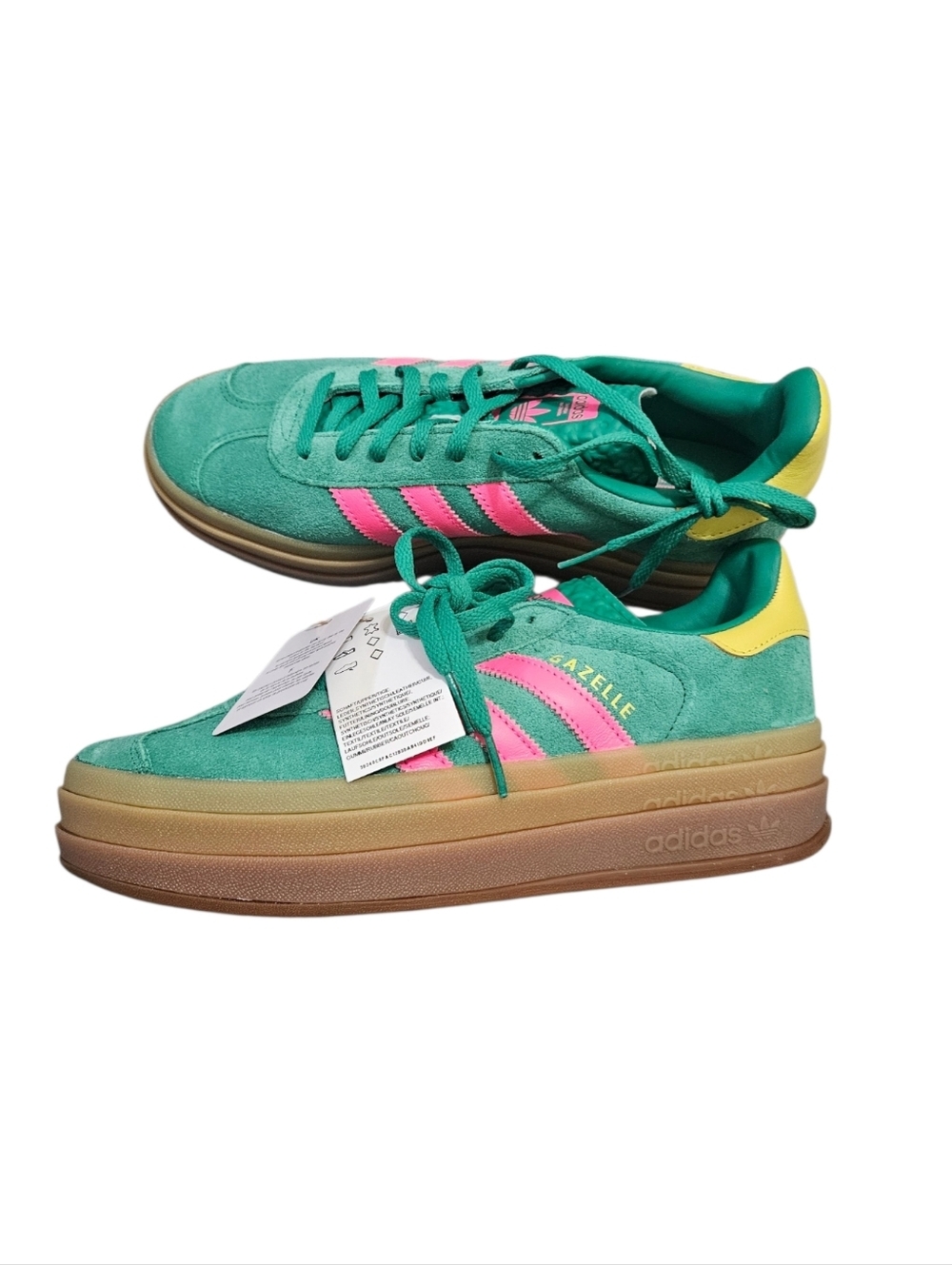 Adidas Gazelle Bold Platform Sneakers - Court Green/Pink Womens Size 8 NEW - Picture 2 of 8